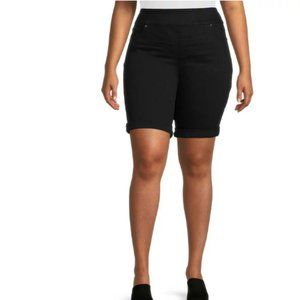 Terra & Sky Women's Plus Size Pull On Denim Bermuda Shorts